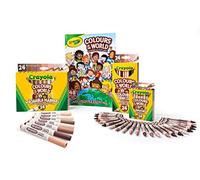 CRAYOLA Colours of The World - Juego de 24 lápices de Cera, 24 rotuladores, 24 lápices multiculturales y 1 álbum para Colorear de 48 páginas, Regalo para niños y Kit de Material Escolar