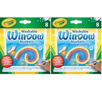 CRAYOLA - Juego de Rotuladores para Ventanas Lavables, 8 Colores Diferentes, para Decorar Superficies Espejadas, a Partir de 3 Años, 58-8165 (Paquete de 2)