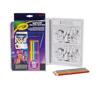 Crayola K-Pop Demon Hunters Cuaderno Actividades Colorea y Dibuja, 30 Páginas con Plantilla y 8 Lápices de Colores, Set Viaje, 8+