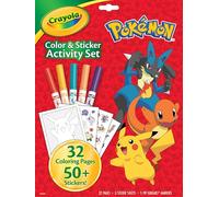 CRAYOLA Kit de actividades y colores Pokémon | Incluye 32 páginas para colorear, 5 marcadores y 3 hojas de calcomanías con ceniza, pikachu y amigos | Kit de actividades para niños a partir de 3 años