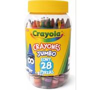 CRAYOLA - 28 Ceras Jumbo en Bote Reutilizable, Colores Surtidos, para la Escuela y el Ocio, 52-3037