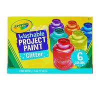 CRAYOLA Pintura lavable con purpurina, varios colores (paquete de 6), añade un poco de brillo extra a tus artes y manualidades. Ideal para niños a partir de 3 años