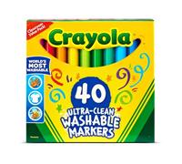 Crayola Rotuladores de línea ancha lavables ultra limpios, 40 colores clásicos Crayola no tóxicos herramientas de arte para niños y niños pequeños, gran variedad de colores vibrantes llamativos, ideal para aulas