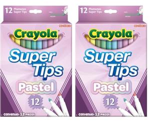 CRAYOLA Rotuladores Súper Punta Lavables Colores Pastel, 20,5 x 13 x 1,3 cm, 12 Unidad (Paquete de 2)