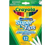 Crayola - Super Tips, Rotuladores Lavables de Punta Media, Paquete de 12, Para la Escuela y el Ocio, 12 Colores, a Partir de 3 Años, 7509