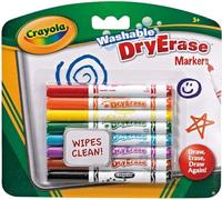 CRAYOLA Washable Dry-Erase Markers - Assorted Colours (Pack of 8), Low Odour, Easy Wiping Colouring Fun!, Ideal for Kids Aged 3+