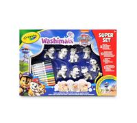 CRAYOLA - Washimals Patrulla Canina, Super Kit Actividades con 8 Cachorros, 12 rotuladores Lavables, Fondo para Pintar y Cepillo, Juego y Regalo para niños, a Partir de 3 años 74-0251