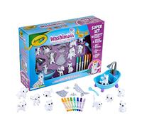 CRAYOLA Washimals Super Set, 10 Mascotas para Colorear, Bañera Funcionante, 8 Rotuladores Lavables, 2 Disfraces