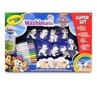 CRAYOLA - Washimals Patrulla Canina, Super Kit Actividades con 8 Cachorros, 12 rotuladores Lavables, Fondo para Pintar y Cepillo, Juego y Regalo para niños, a Partir de 3 años 74-0251