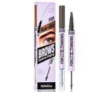 Crayon à Sourcils 2-en-1 - Pointe Ultra-Précise 4 Micro-Dents - Effet Microblading 3D Naturel - Tenue Imperméable 24H (Marrón oscuro 03)