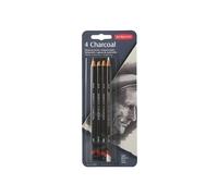 Crayon de carbón - DERWENT - Carbón - Set de 4 - Tonalidades variadas - Aplicación fácil