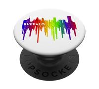 Crayón derretido, goteo de pintura Rainbow Pride Buffalo City PopSockets PopGrip Adhesivo