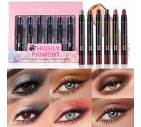 Crayon Eyeshadow Sticks, High Pigment Makeup Pencil, 16.3cm/6.42 Inches Waterproof Long-Lasting Formula, 6-Color Set for Personal Beauty, Girls, Date Night, Party Looks, Daily Wear