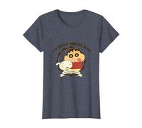 Crayon Shin-Chan College Logo Style Camiseta, Mujer, Azul Jaspeado, M