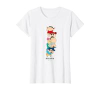 Crayon Shin-Chan Piggyback! Kasukabe Defense Corps Camiseta, Mujer, Blanco, 3XL