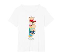 Crayon Shin-Chan Piggyback! Kasukabe Defense Corps Camiseta, Mujer Tallas Grandes, Blanco, 3XL Grande