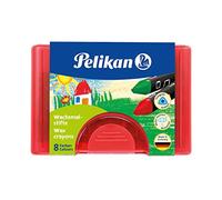 Crayones de cera natural de colores triangulares Pelikan - 8 Colores - práctico estuche y agarre ergonómico - Hecho en Alemania - 722942