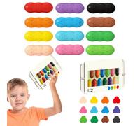 Crayons - Lápices de colores lavables para niños pequeños, con forma de guisante, suministros de arte para colorear de fácil agarre, 12 colores para viajes, aula, regalos de de Pascua