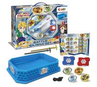 CRAZE Set De Peonzas De Batalla, 4 Peonzas Blade con Lanzadores, 1 Estadio Arena, Peonza de Batalla para Niños, Juguetes para Niños Y Niñas, Trompo con Punta Giratoria