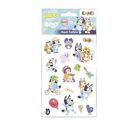 Craze BLUEY Tatuajes Temporales para Niños - 17 Tatuajes Lavables en 1 Lámina | Pegatinas de Tatuaje con Personajes de la Serie | Regalo Bluey para Niñas y Niños
