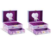 CRAZE Joyero Musical Niña, Modelo Unicornio, Caja de Música con Cajón Extraíble, Interior Aterciopelado, Espejo y Unicornio Giratorio (Paquete de 2)