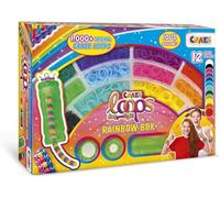 Craze Loops Caja Arcoiris 1000 gomas para hacer pulseras elásticas, kit para hacer pulseras, incluye tablas para anudar anillos, pulseras, collares, manualidades niños,24584