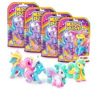 CRAZE Magic PONYS Set 4 Figuras de Ponys con Accesorios y Tattoos - Juguetes de Unicornios para Niñas - Peluche Unicornio Niña Alternativa - Buena Idea para Regalo Desde 3 Años