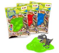 Craze Magic Slime Bag Surprise de Dinorex, 6 Bolsas con 75 ml de Slime de Colores Aleatorios con Figura Sorpresa de Dinosaurio, Slime para Niños