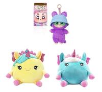 CRAZE Pack 3 Peluches Nunos Lil’ Monsters Caja Sorpres SquishPets Medium - Peluche GALUPY Rainbow Unicorn Holly, + SquishPets Big Galupy Rainbow Unicorn Lucy