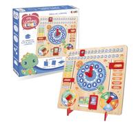 CRAZE Reloj de Aprendizaje en Inglés para Niños, Horas, Clima, Meses, Días de la Semana... Juego Educativo Fabricado en Madera, con Diseño de Dinosaurios