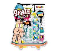 CRAZE Skate Fingerboard Set - Edición Neón | 4 Mini Skateboards Fluorescentes con Accesorios | Fingerboards para niños y Fans del Skate