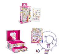 CRAZE Uñas Postizas para Niñas de Galupy Unicorn, 24 Unidades de Diferentes Tamaños + CRAZE Joyero Musical Niña, Modelo Galupy Unicornio+ Conjunto Joyas
