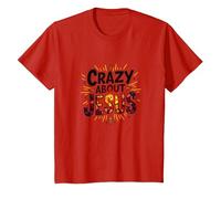 Crazy About Jesus I Love Jesus Vibrante Fe Expresión Camiseta, Niños, Rojo, 12 años