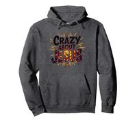 Crazy About Jesus I Love Jesus Vibrante Fe Expresión Sudadera con Capucha, Unisex para Adultos, Jaspeado Oscuro, S