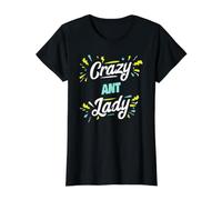 Crazy Ant Lady - Hormiga Divertida Camiseta gráfica económica, Mujer, Negro, XS
