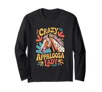 Crazy Appaloosa Lady Horse Lover Retro Western Ecuestre Manga Larga