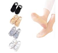 Crazy Bean 4 Pares Almohadillas para Pies Plantillas Metatarsalgia Calcetines Invisibled Antideslizante para Tacones Altos Protector Dedos Pie Almohadilla Plantar de Cojín (Negro+Blanco+Kaki+Gris)