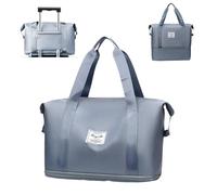 crazy bean Bolsa de Viaje Plegable Bolsa Deporte con Compartimentos Hombre Mujer Bolsa de Mano Impermeable Nailon Bolsa de Fin Sobre Maleta Cabina Avion Escolar Convertible,Azul