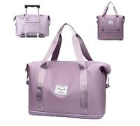 crazy bean Bolsa de Viaje Plegable Bolsa Deporte con Compartimentos Hombre Mujer Bolsa de Mano Impermeable Nailon Bolsa de Fin Sobre Maleta Cabina Avion Escolar Convertible,Morado