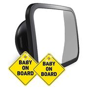 crazy bean Espejo Coche Bebé Asiento Trasero, Retrovisor Coche Bebé 360° Rotación Gran Tamaño Espejo Retrovisor Bebe Coche - 2pcs Pegatina Bebé a bordo