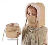 crazy bean Gorro Invierno Niños Niñas Pasamontañas Térmicos de Invierno Sombrero de Bebé con Cordón Ajustable Gorro Multifunción Bufanda Calentador de Cuello para Bebé 3-8 Años Caqui