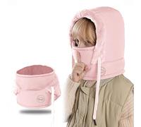 crazy bean Gorro Invierno Niños Niñas Pasamontañas Térmicos de Invierno Sombrero de Bebé con Cordón Ajustable Gorro Multifunción Bufanda Calentador de Cuello para Bebé 3-8 Años Rosa