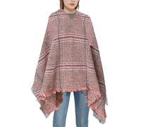 crazy bean Poncho para Mujer Cape Poncho con Capucha Plaid Cape Punto Chal Holgado para Otoño Invierno