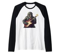 Crazy Bigfoot con gafas de sol y traje de guitarra eléctrica Camiseta Manga Raglan