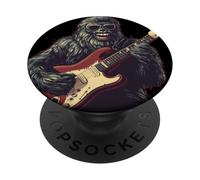 Crazy Bigfoot con gafas de sol y traje de guitarra eléctrica PopSockets PopGrip Adhesivo