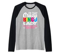 Crazy Bingo Lady People te advierte sobre Camiseta Manga Raglan