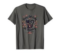 Crazy Cat Lady En Formación Miau Camiseta, Hombre, Asfalto, XL