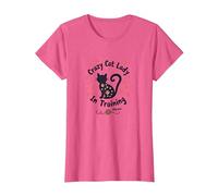 Crazy Cat Lady En Formación Miau Camiseta, Mujer, Rosa Jaspeado, S