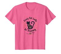 Crazy Cat Lady En Formación Miau Camiseta, Niños, Rosa Jaspeado, 6 años