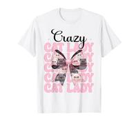 Crazy Cat Lady Persa Cat Girl Cat Mom Pink Coquette Bow Camiseta